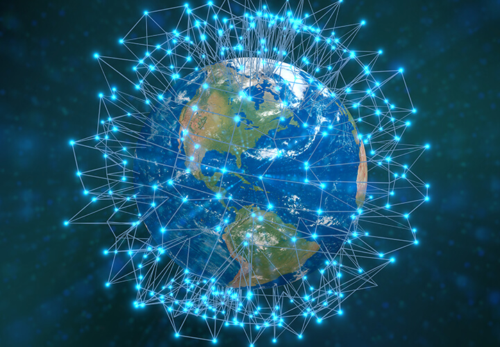 Earth with pinpoint destinations