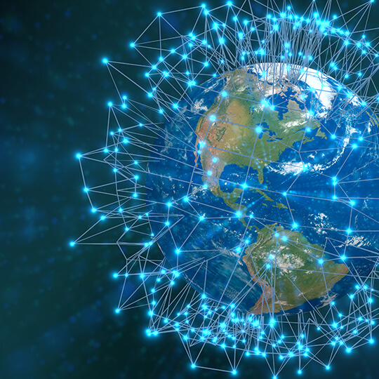 Earth with pinpoint destinations