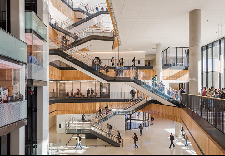 Rowling Stairs in RRH with students changing classes